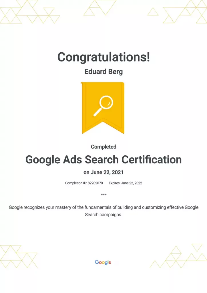 Google Ad Search Certification