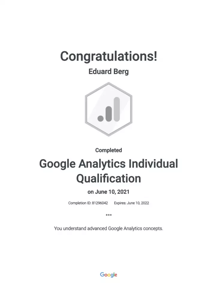 Google Analytics Individual Qualification