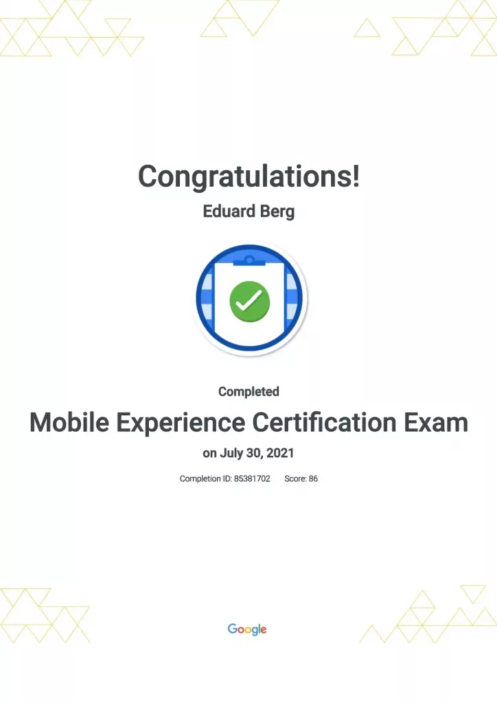 Mobile Experience Certification Exam