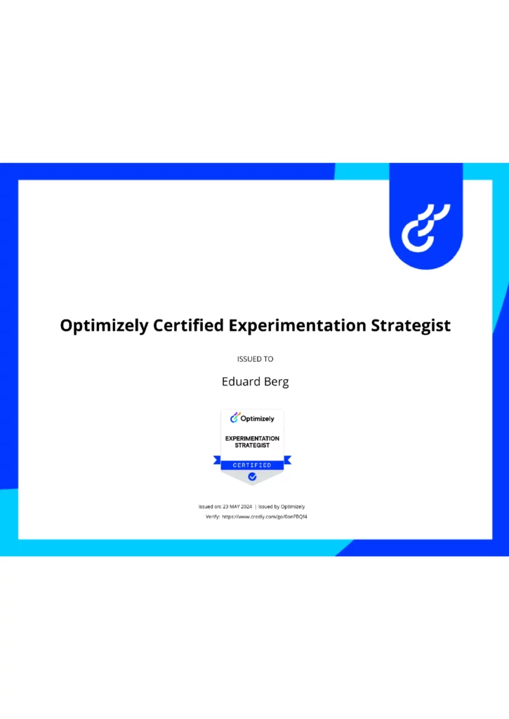 Optimizely Zertifikat DinA4